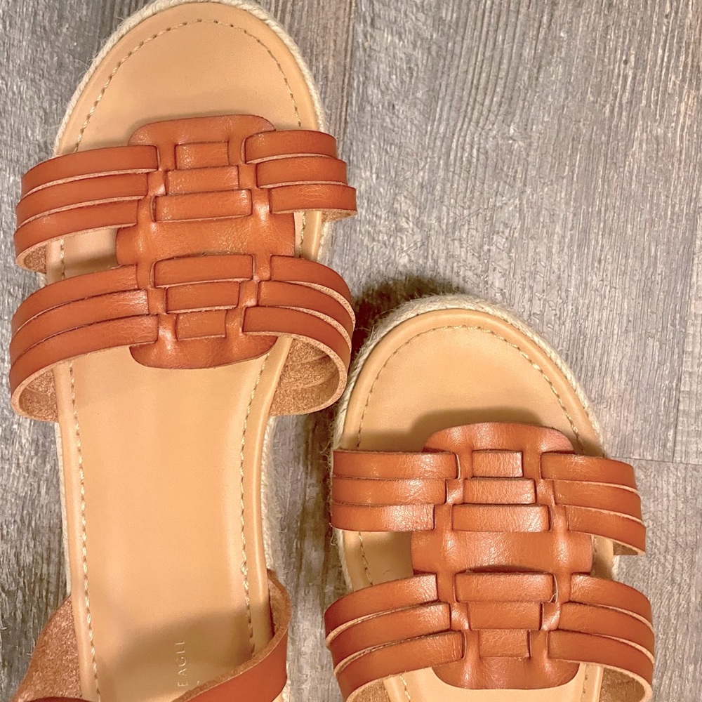 Women’s American Eagle Vegan Leather Huarache Espadrille Wedge Sandal Size 11